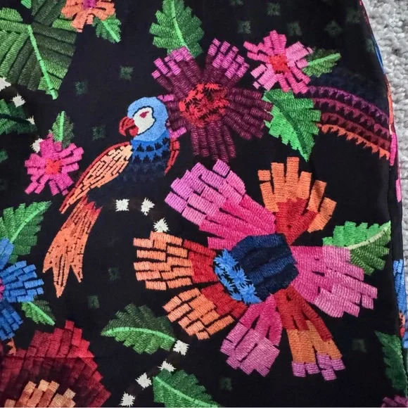 Farm Rio Wrap Mini Skirt Tropical Floral Blooming Garden Black Size Medium - Picture 4 of 9